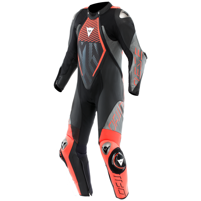 Traje de carreras de cuero de una pieza Dainese Audax D-ZIP | Hombres | Negro/rojo