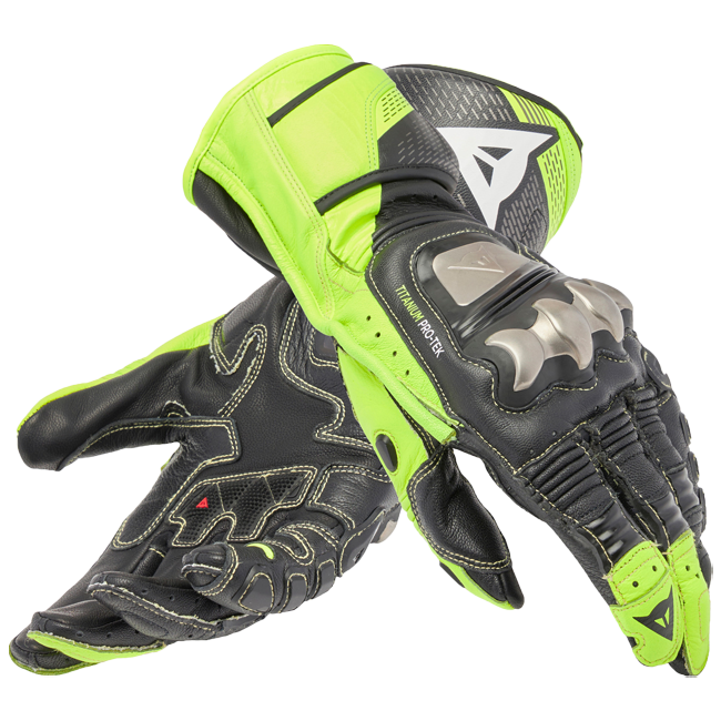 Dainese Full Metal 7 Racing Motorcycle Guantes de cuero | Hombres | Negro/Amarillo de neón | 201810001462000