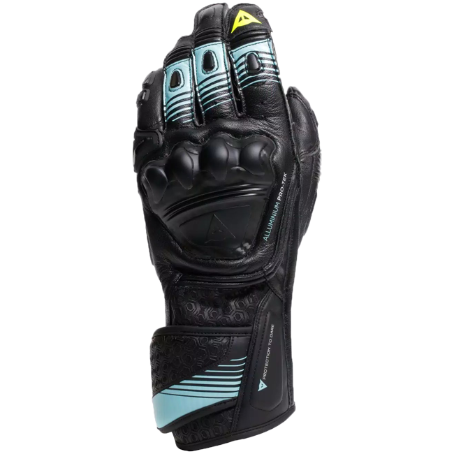 Guantes de cuero de motocicleta Dainese Fiero Racing | Hombres | Negro/azul claro | 201810002568o00