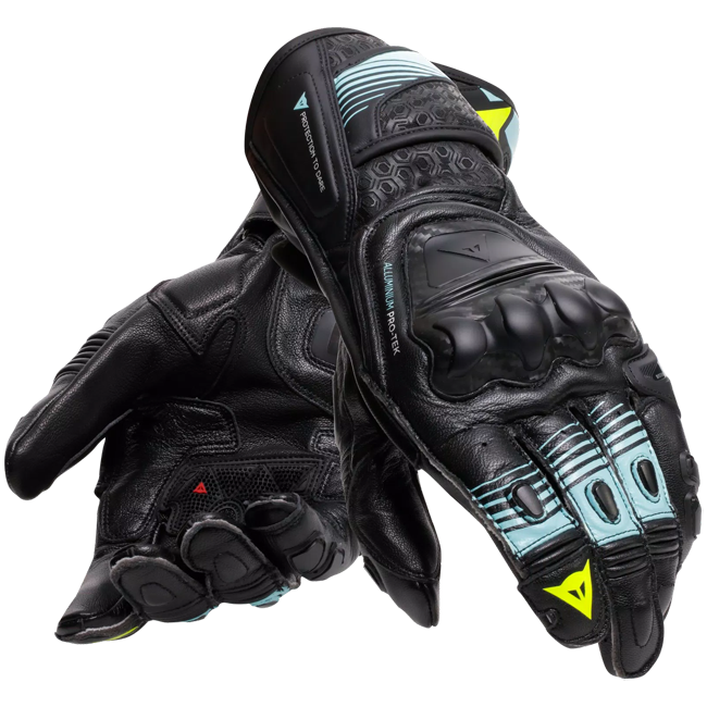 Guantes de cuero de motocicleta Dainese Fiero Racing | Hombres | Negro/azul claro | 201810002568o00