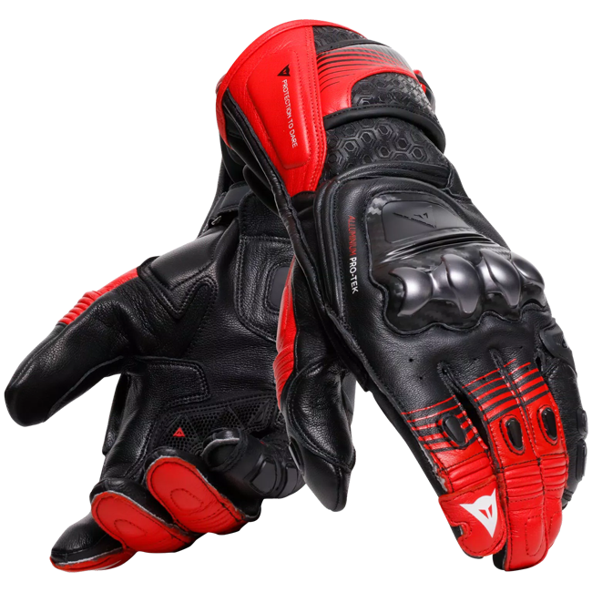 Guantes de cuero de motocicleta Dainese Fiero Racing | Hombres | Negro/rojo | 2018100025A700