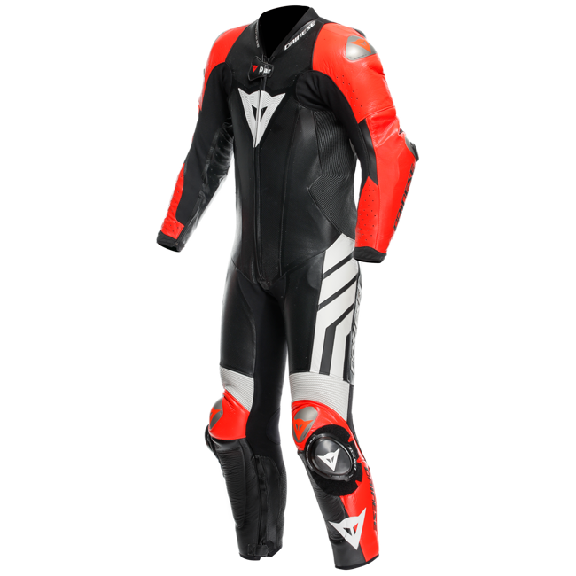 Dainese Mugello 3 D-AIR® one-piece leather combination-perforated airbag racing suit | Men | Black/red