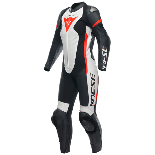 Dainese Grobnik Lady One -Piece Leather Combination - Traje de carreras perforados | Mujeres | Blanco/rojo