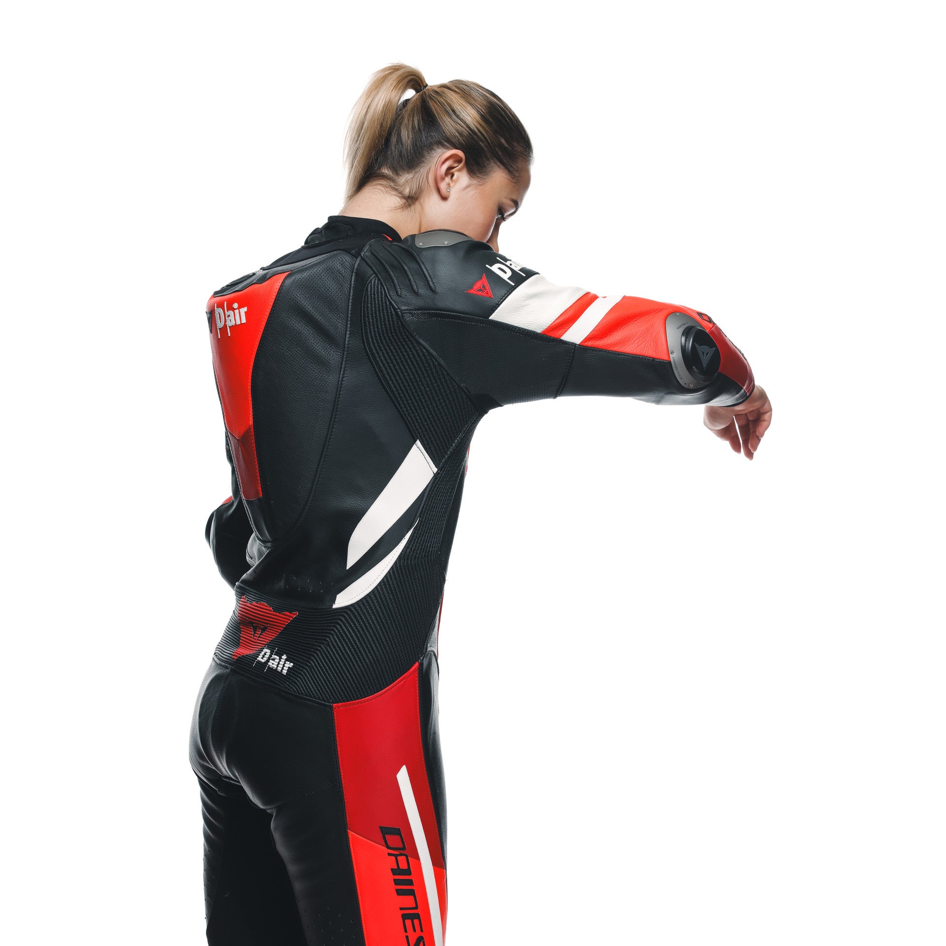 Dainese Misano 3 Lady D-Air® Traje de carreras de airbag combinados de cuero de una pieza combinada | Mujeres | Rojo