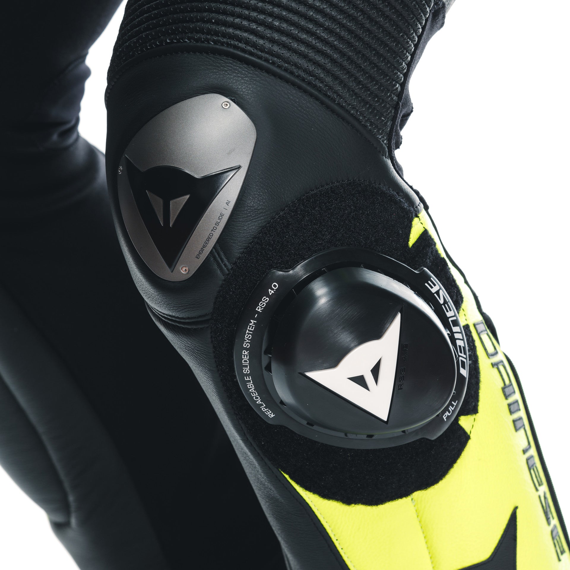 Dainese Misano 3 D-Air® Traje de carreras de airbag combinados de cuero de una pieza | Hombres | Negro/Neon amarillo