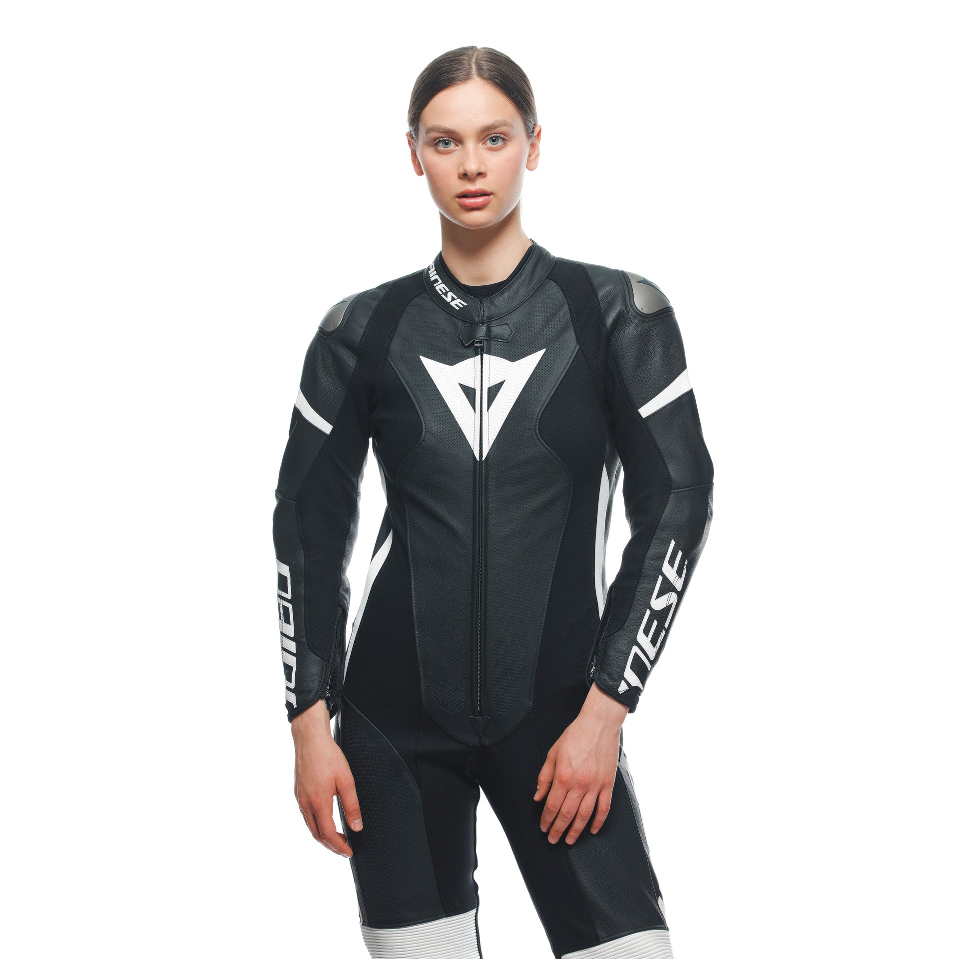 Dainese Grobnik Lady One -Piece Leather Combination - Traje de carreras perforados | Mujeres | En blanco y negro