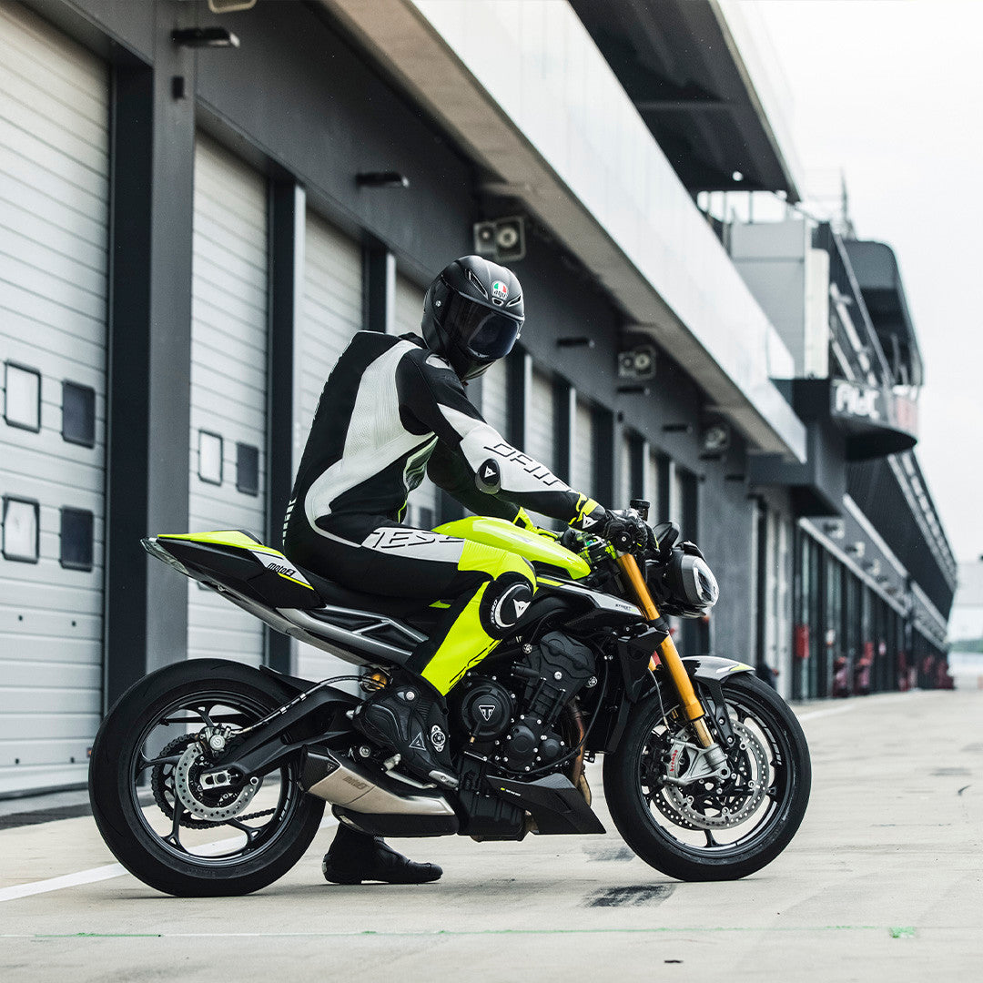 Traje de carreras de cuero de una pieza Dainese Audax D-ZIP | Hombres | Negro/Neon amarillo