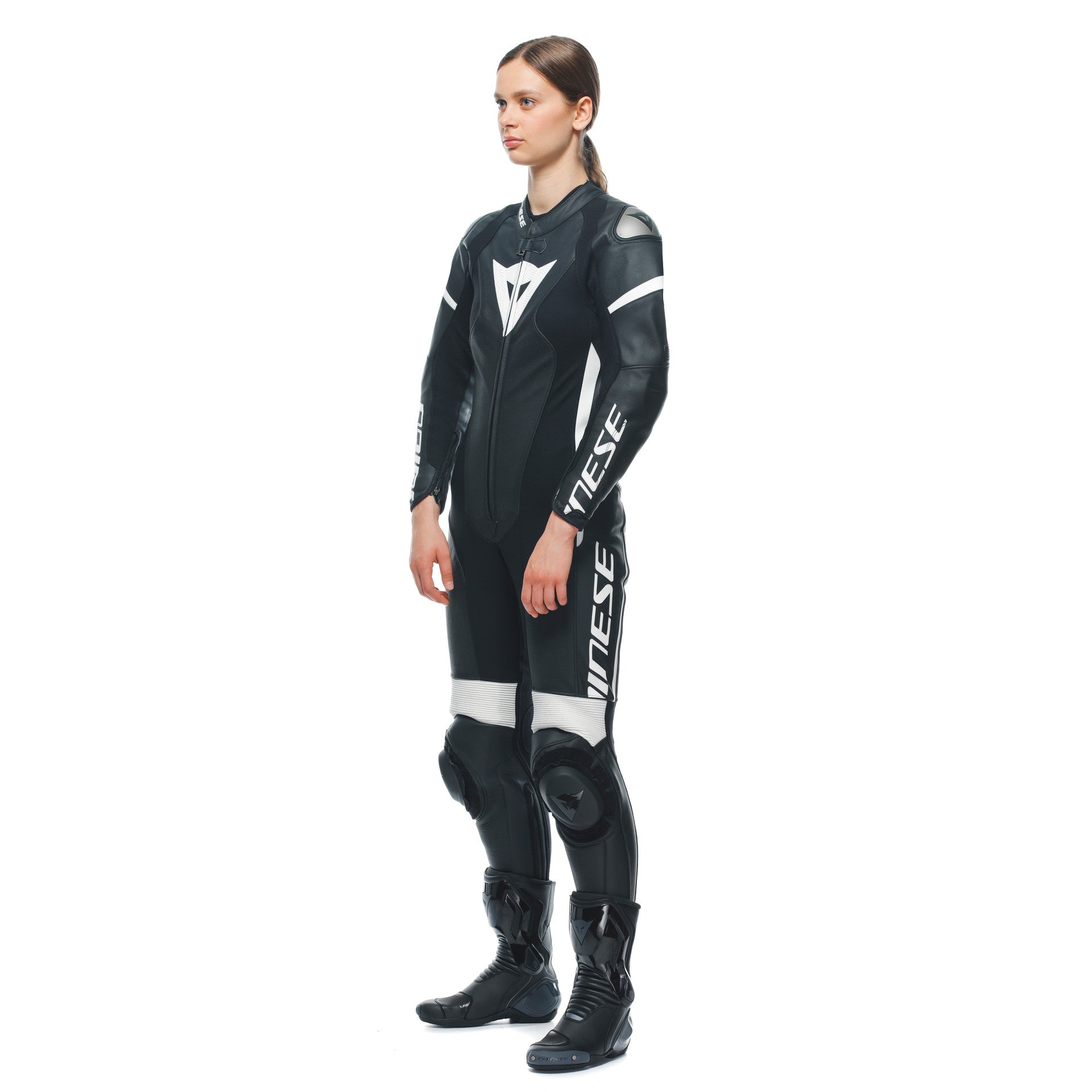 Dainese Grobnik Lady One -Piece Leather Combination - Traje de carreras perforados | Mujeres | En blanco y negro