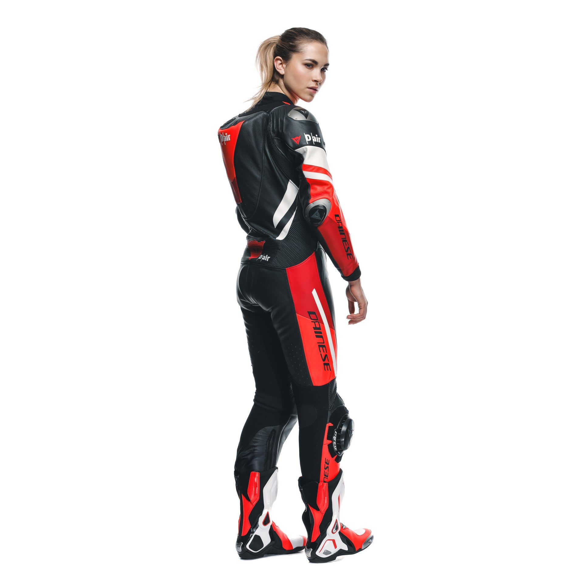 Dainese Misano 3 Lady D-Air® Traje de carreras de airbag combinados de cuero de una pieza combinada | Mujeres | Rojo