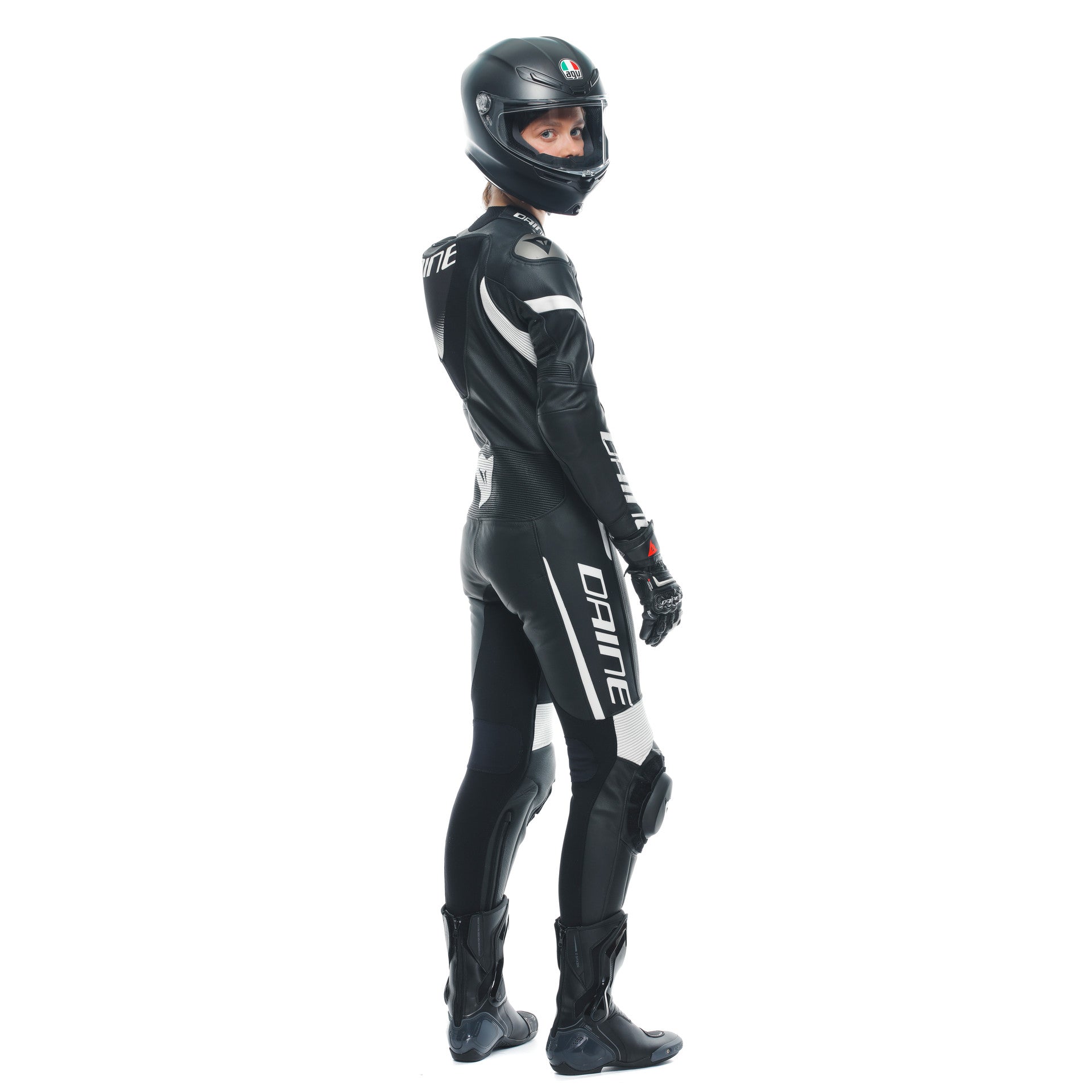 Dainese Grobnik Lady One -Piece Leather Combination - Traje de carreras perforados | Mujeres | En blanco y negro
