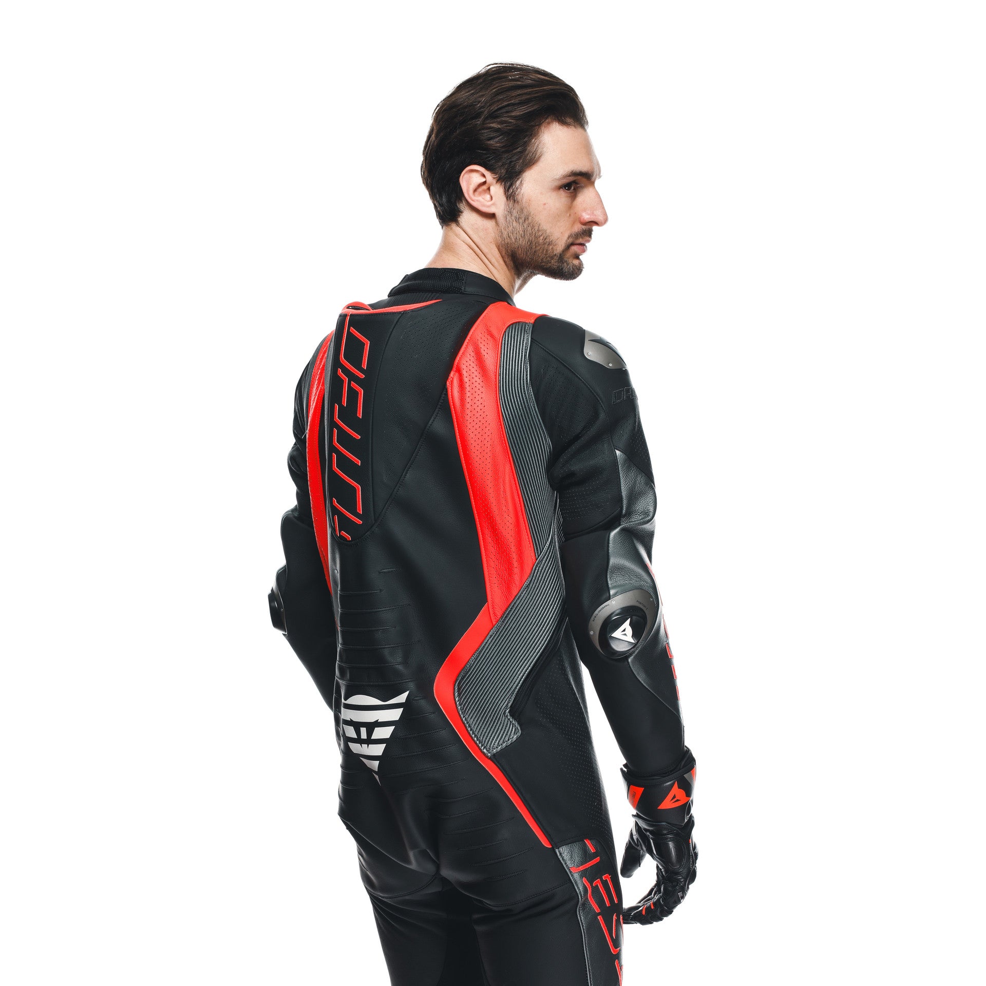 Traje de carreras de cuero de una pieza Dainese Audax D-ZIP | Hombres | Negro/rojo