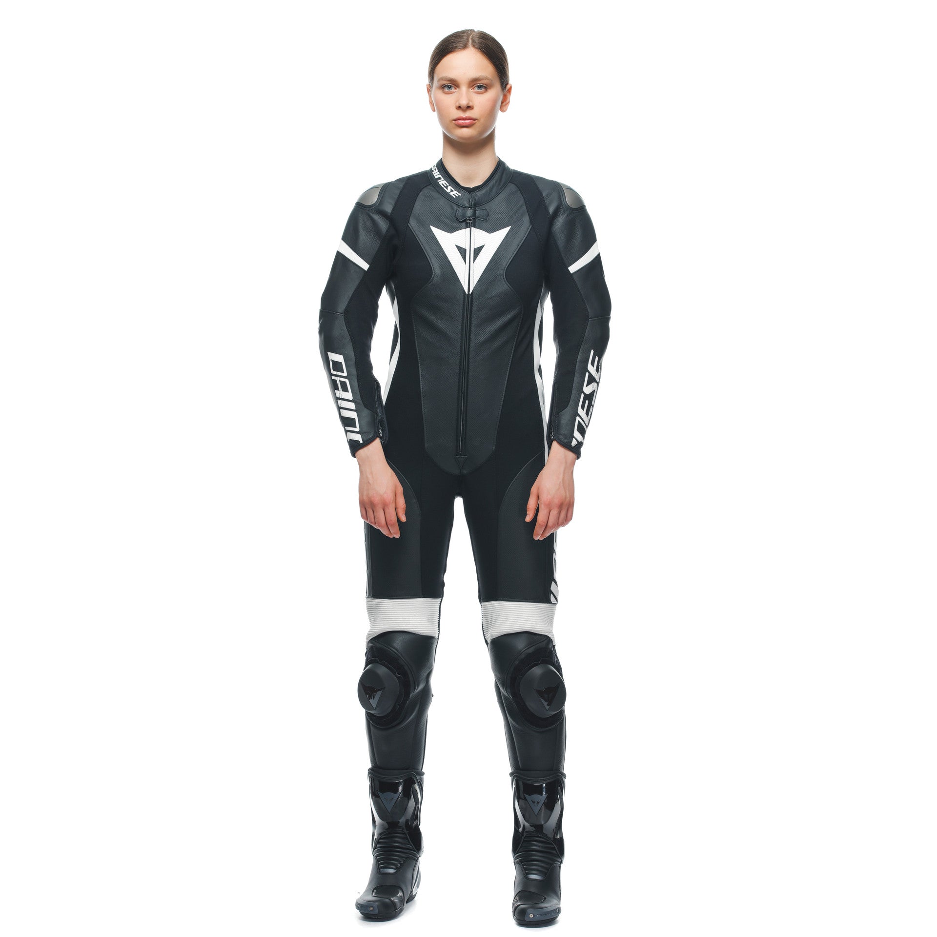 Dainese Grobnik Lady One -Piece Leather Combination - Traje de carreras perforados | Mujeres | En blanco y negro