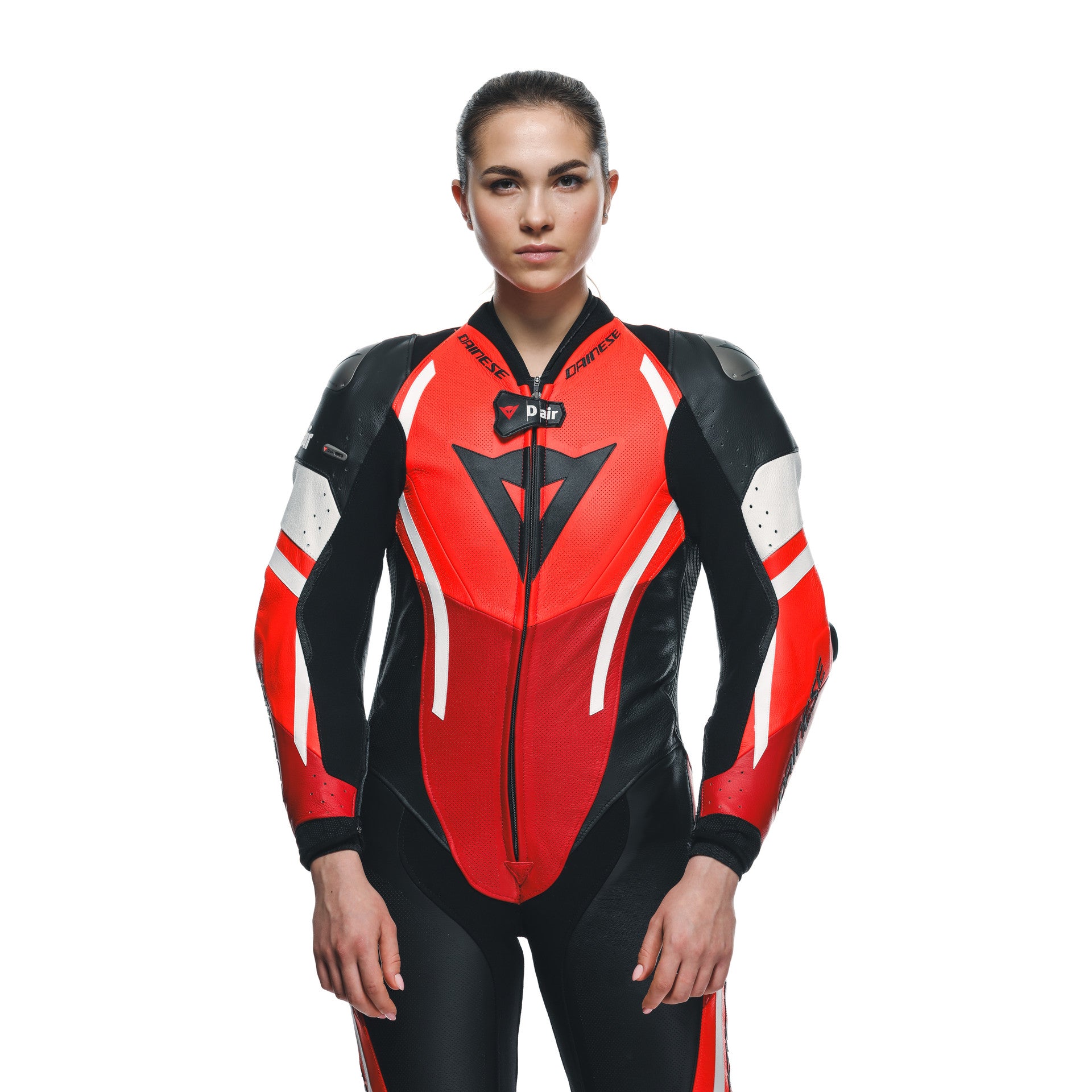 Dainese Misano 3 Lady D-Air® Traje de carreras de airbag combinados de cuero de una pieza combinada | Mujeres | Rojo