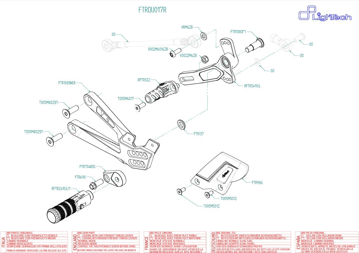 Footrest system R Lightech Ducati Panigale V4/S (2025) FTRDU017R