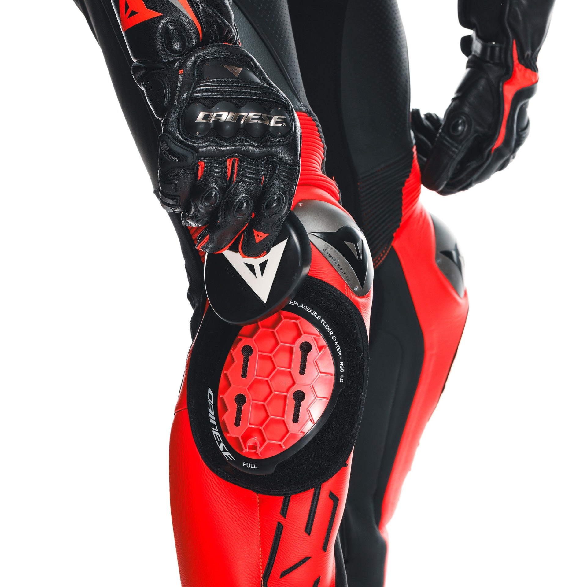 Traje de carreras de cuero de una pieza Dainese Audax D-ZIP | Hombres | Negro/rojo