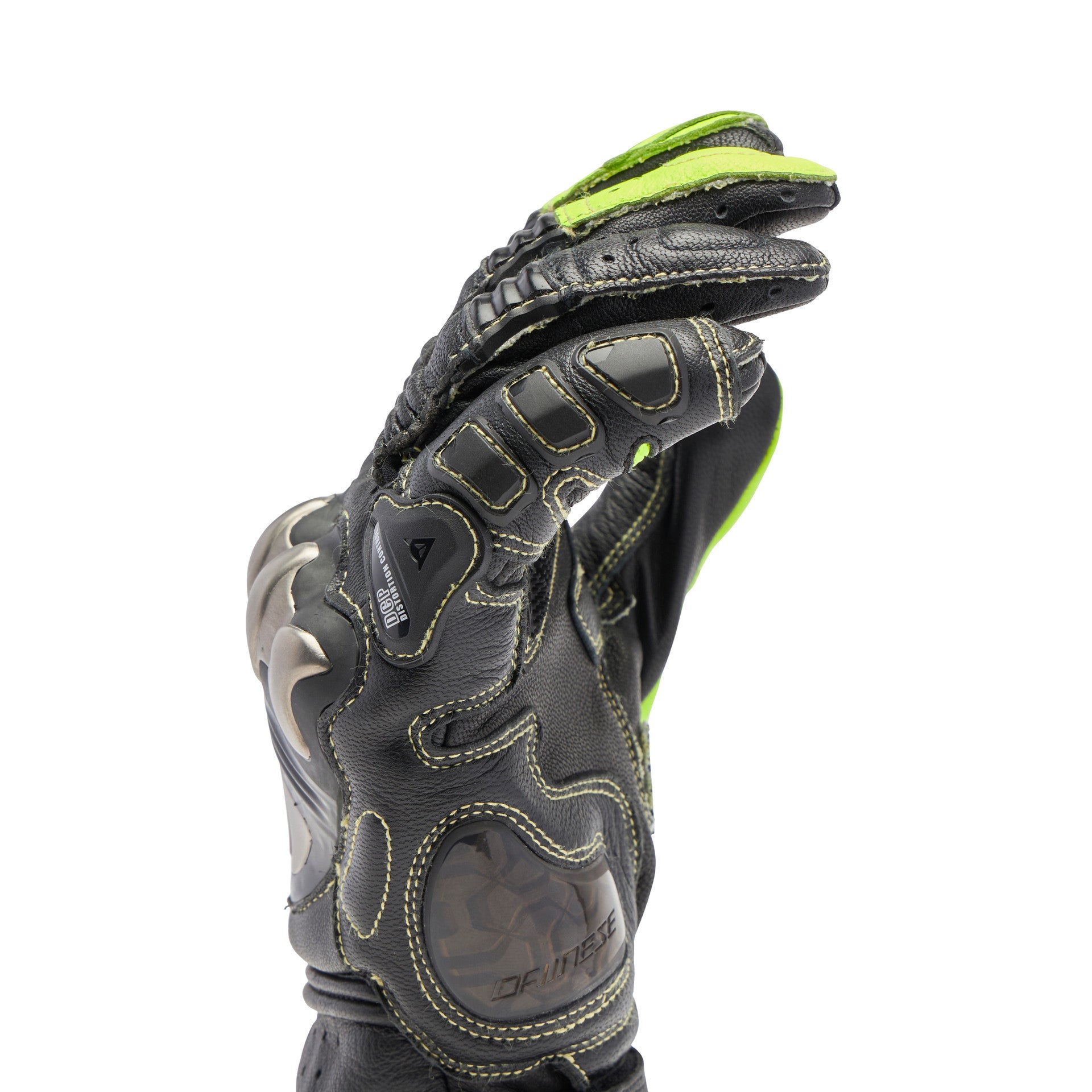 Dainese Full Metal 7 Racing Motorcycle Guantes de cuero | Hombres | Negro/Amarillo de neón | 201810001462000