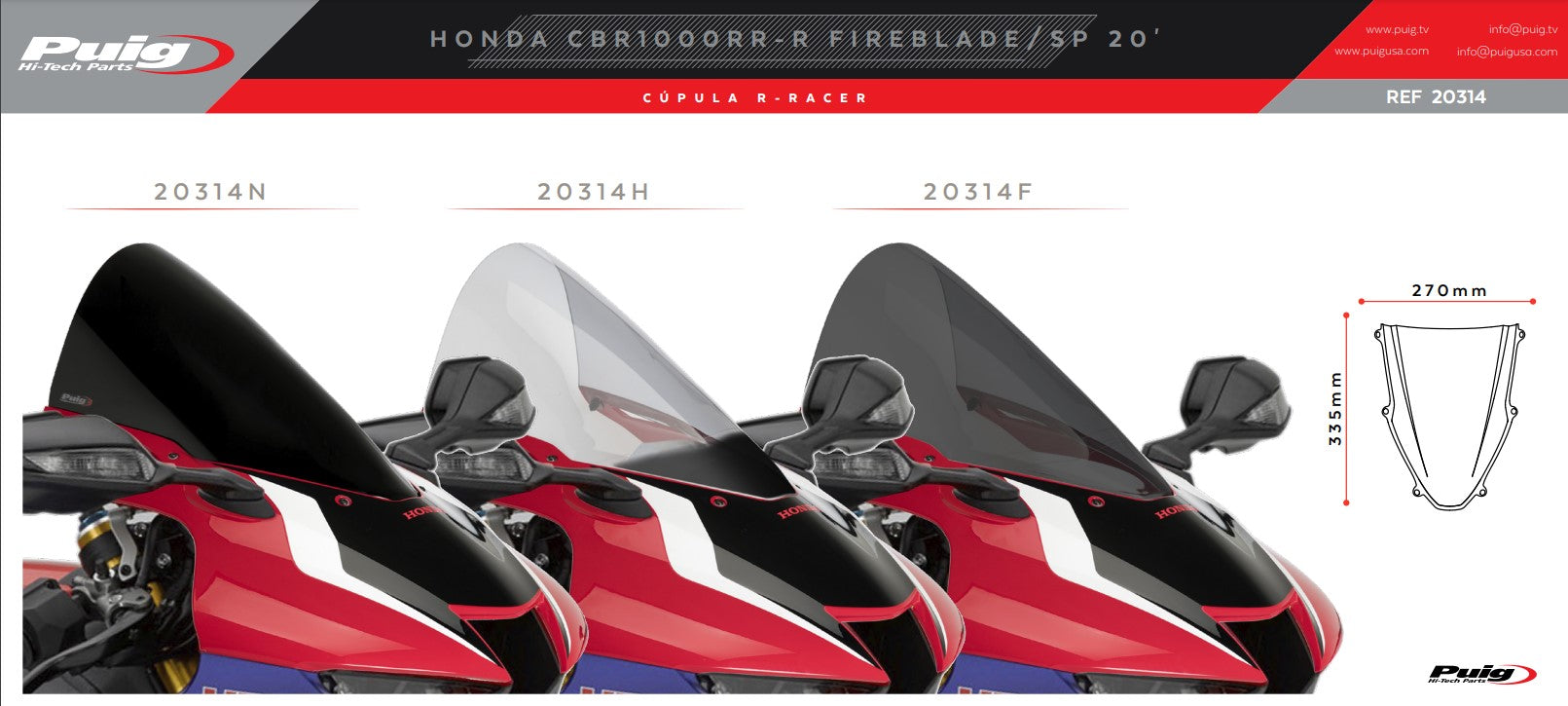 Puig R-Racer Windshield Honda CBR 1000 RR-R SC82 (20-25) 20314
