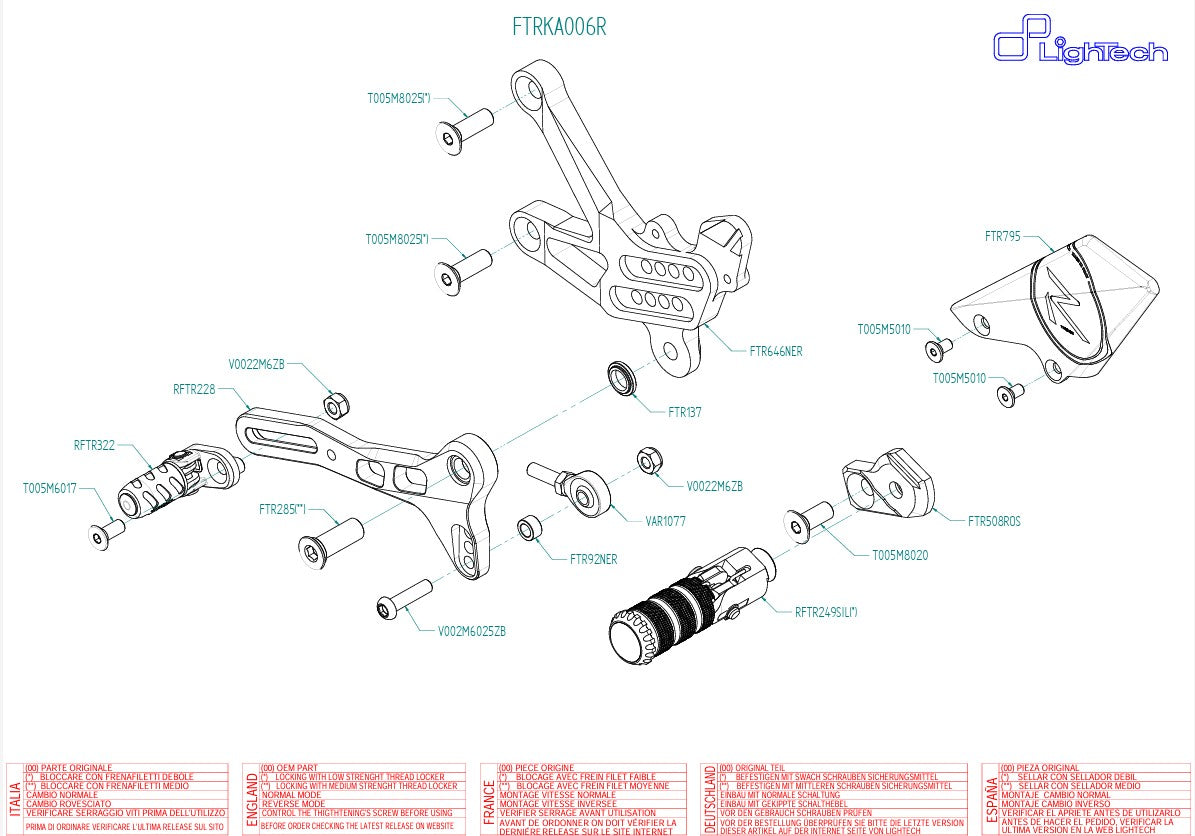 Fußrastenanlage R LighTech Kawasaki ZX-10 R/RR (16-20) FTRKA006R