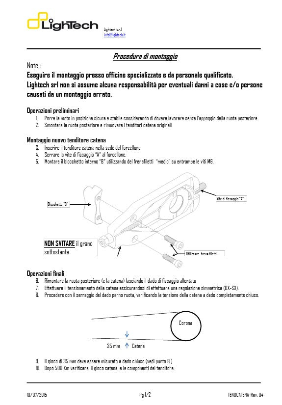 Chain tensioner Lightech Yamaha RJ27 (17-25) Teya006