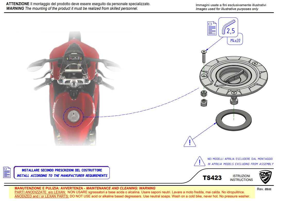 Tankdeckel mit Schnellverschluss Pramac Racing Limited Edition CNC Racing Ducati Panigale V4/S (2025) TS423PR