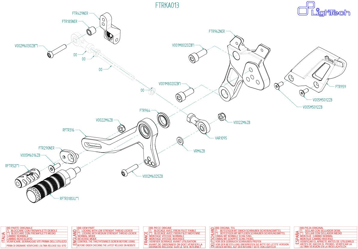 Footrest Facility Track-Feus Lightech Kawasaki Ninja 400 (18-23) FTRKA013