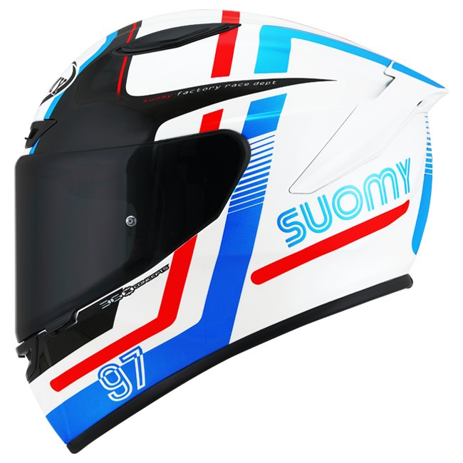 Suomy Track-1 timón noventa y siete blancos brillantes/rojo K6T10001