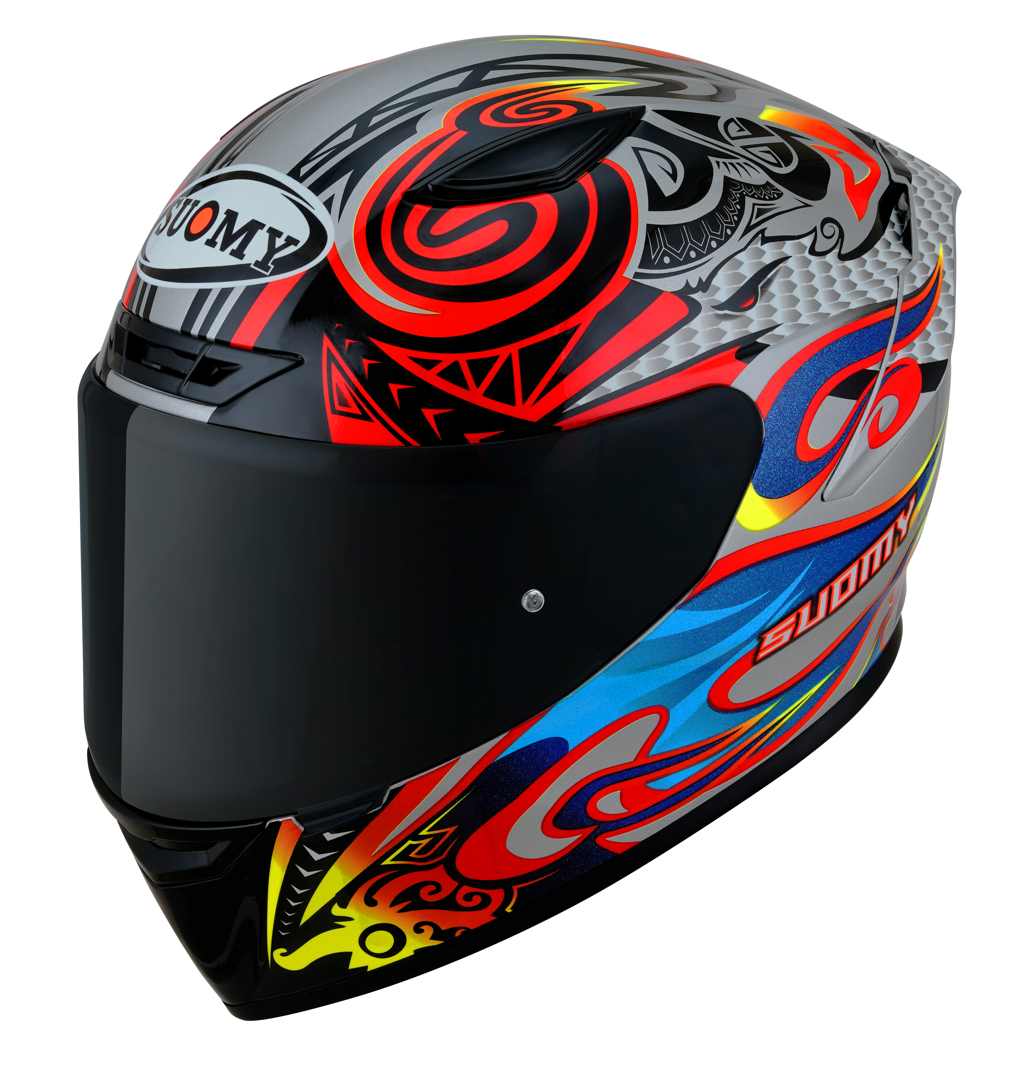 Suomy Track-1 Helm Volador de plata brillante/rojo/azul/amarillo K6T10005
