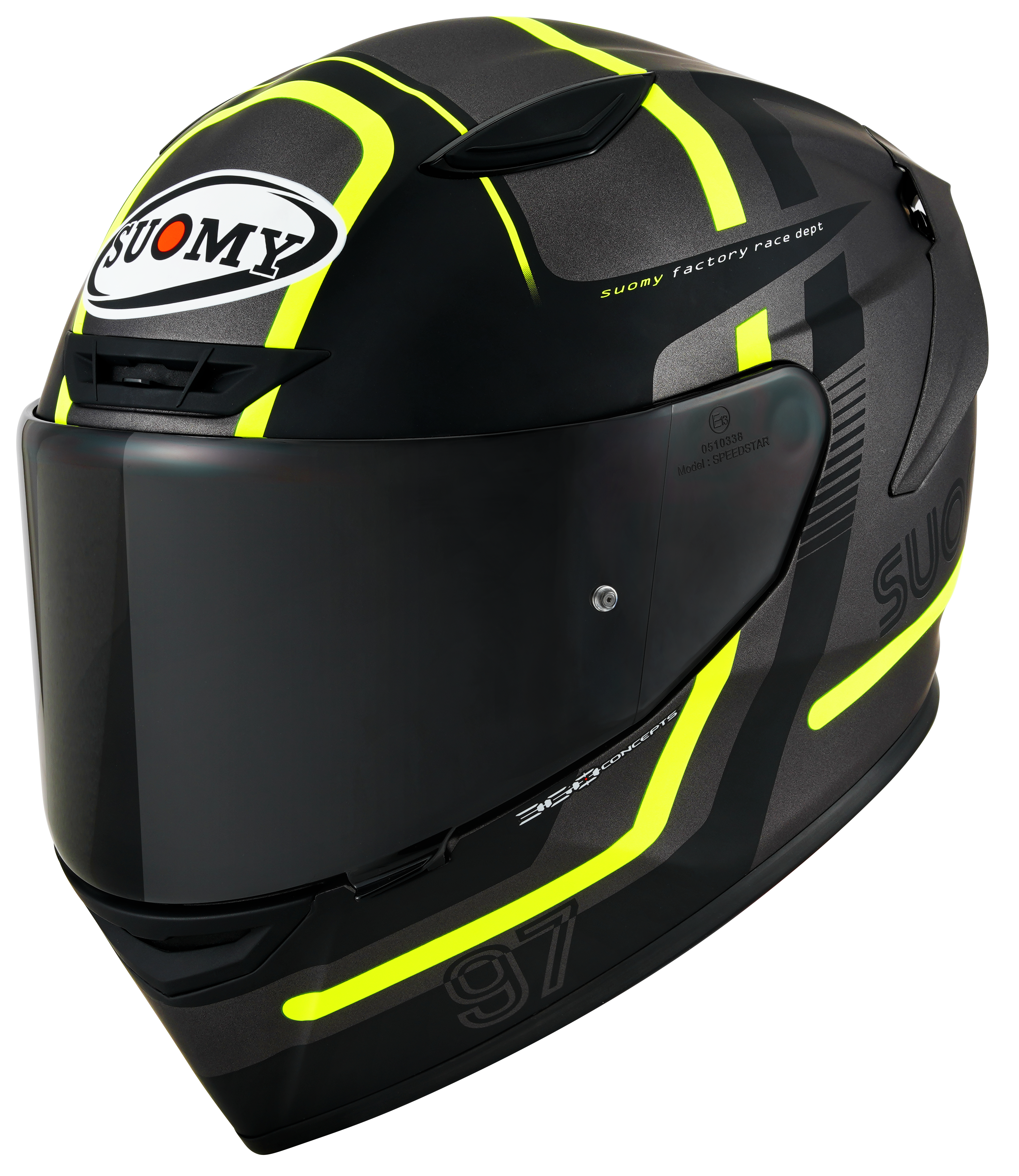 Suomy Track-1 Helm noventa y siete Matt Gun Metal/Gelb K6T10013