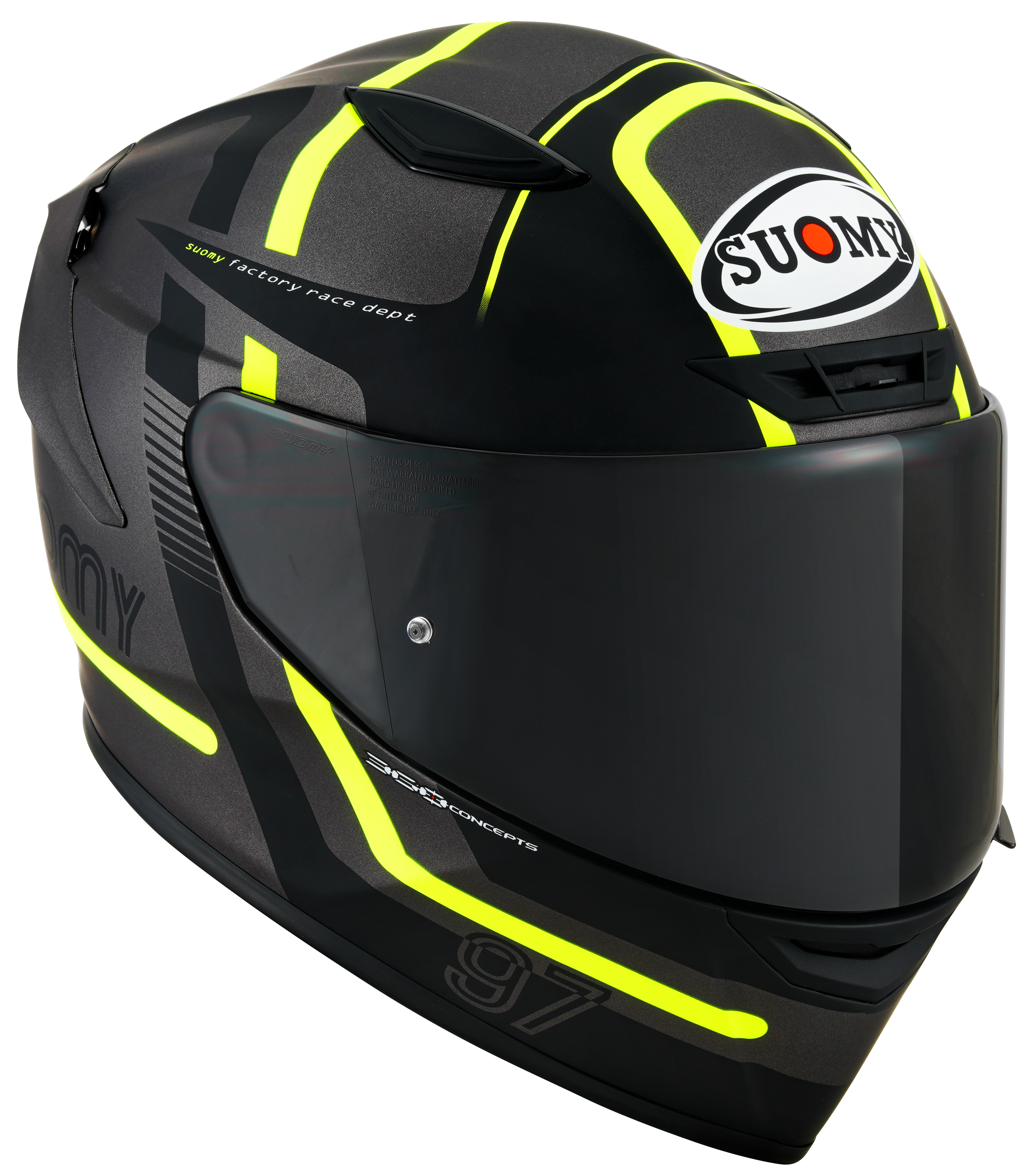 Suomy Track-1 Helm noventa y siete Matt Gun Metal/Gelb K6T10013