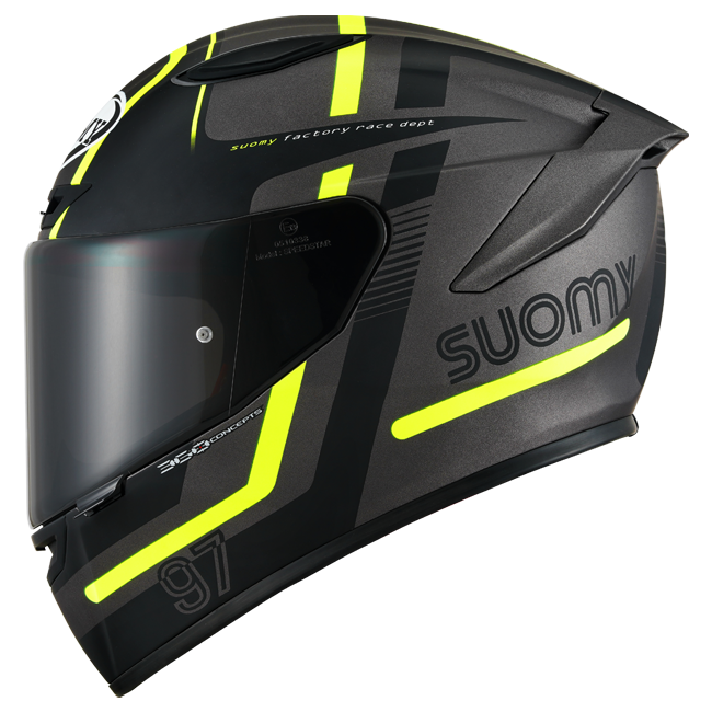 Suomy Track-1 Helm noventa y siete Matt Gun Metal/Gelb K6T10013