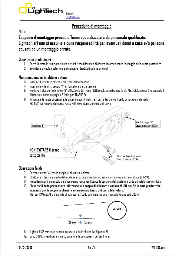 Tensor de cadena Lightech BMW S1000RR K46 (09-18) TEBM002