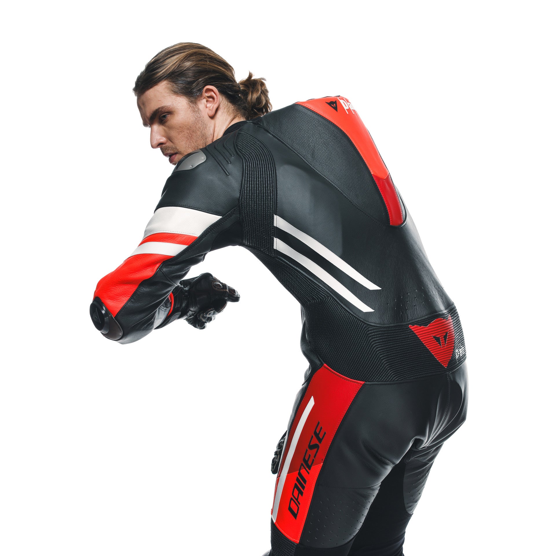 Dainese Misano 3 D-Air® Traje de carreras de airbag combinados de cuero de una pieza | Hombres | Rojo