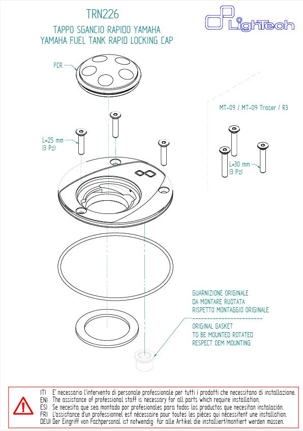 Fuel cap screw cap Lightech Yamaha YZF-R6 (06-25) Trn226
