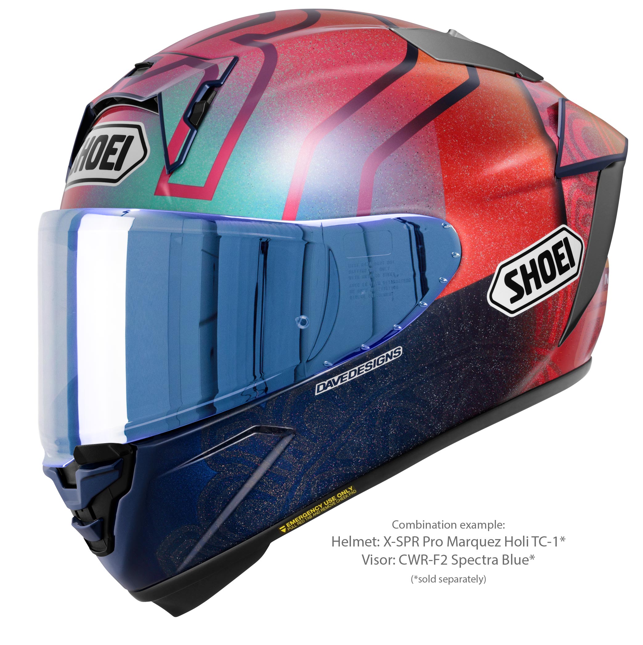 Shoei Visier X-SPR Pro (CWR-F2PN) Azul reflejado
