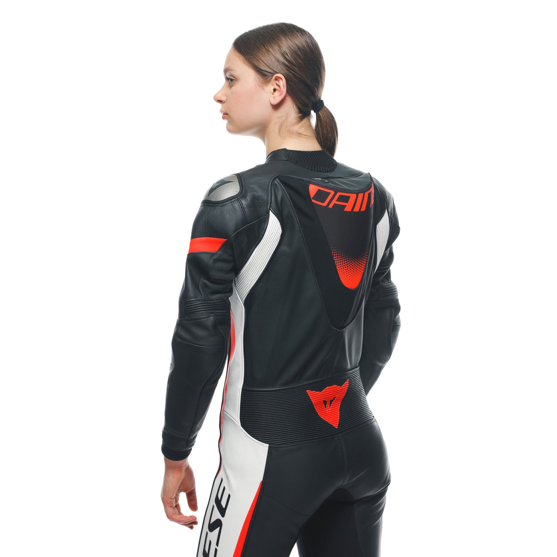 Dainese Grobnik Lady One -Piece Leather Combination - Traje de carreras perforados | Mujeres | Blanco/rojo