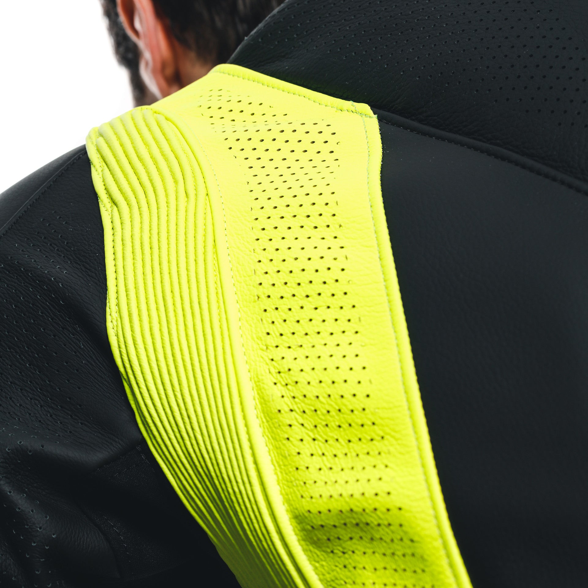 Traje de carreras de cuero de una pieza Dainese Audax D-ZIP | Hombres | Negro/Neon amarillo