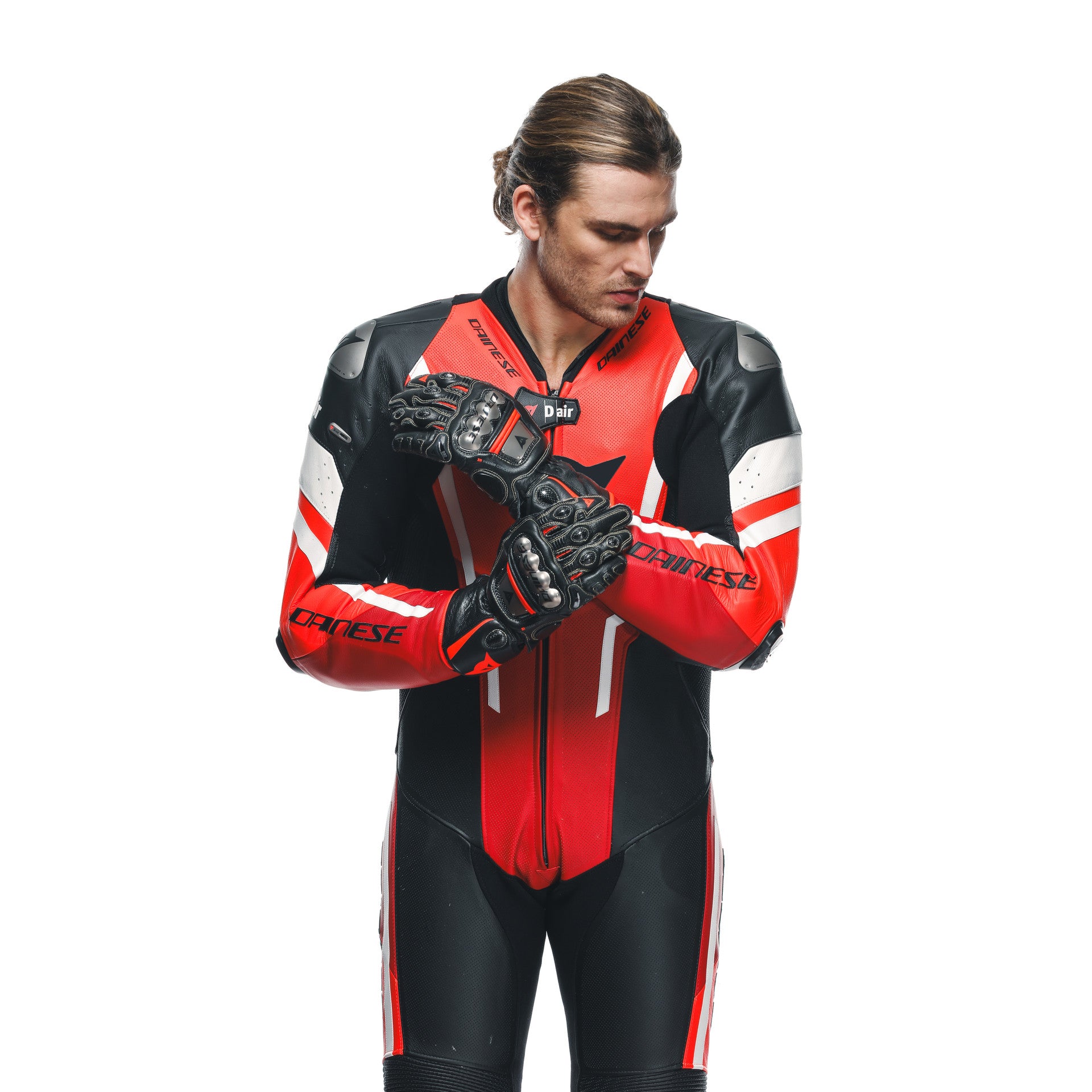 Dainese Misano 3 D-Air® Traje de carreras de airbag combinados de cuero de una pieza | Hombres | Rojo