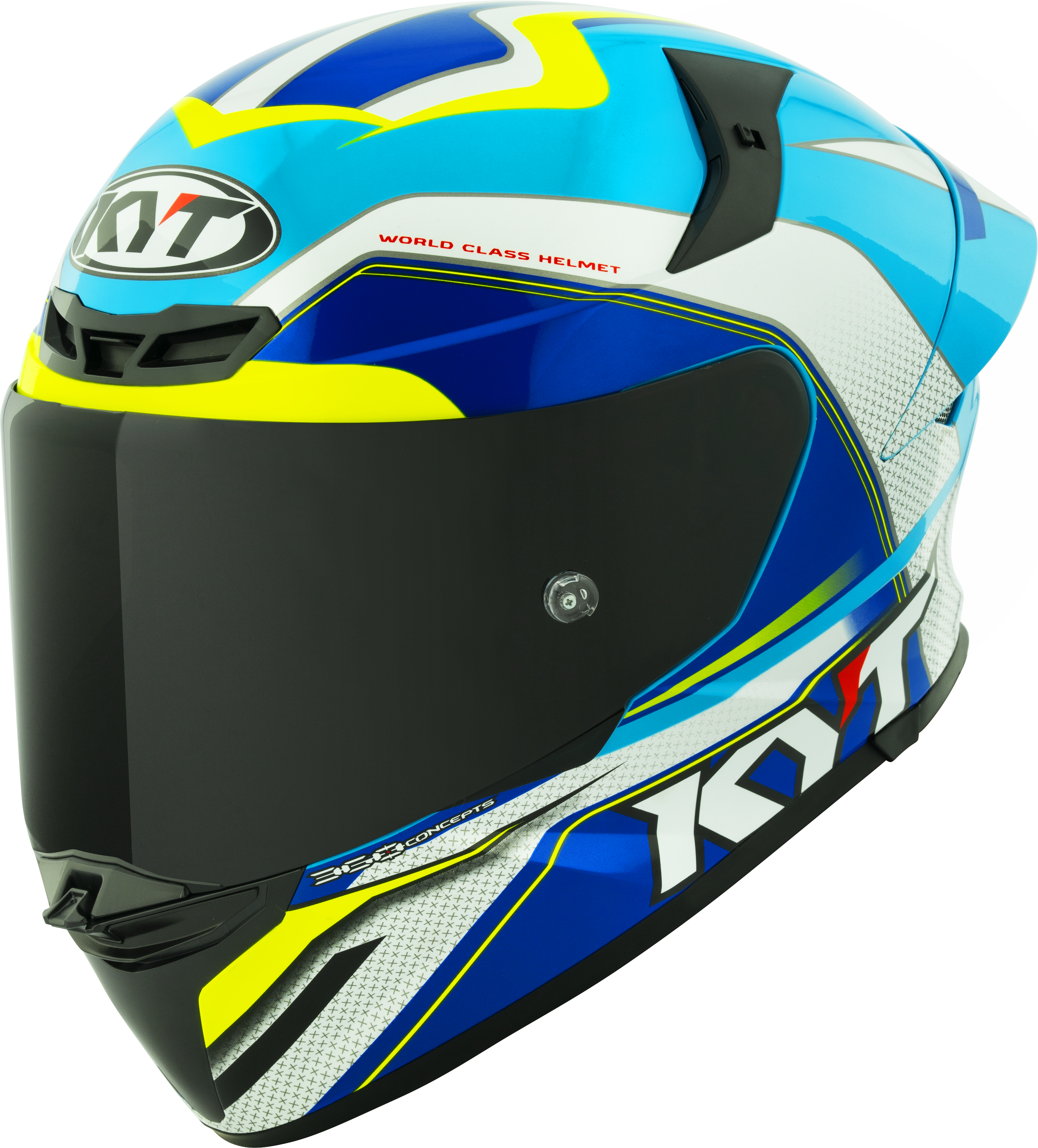 KYT TT-ReVO Helm Grand Prix White Light Blue Y6tr0004