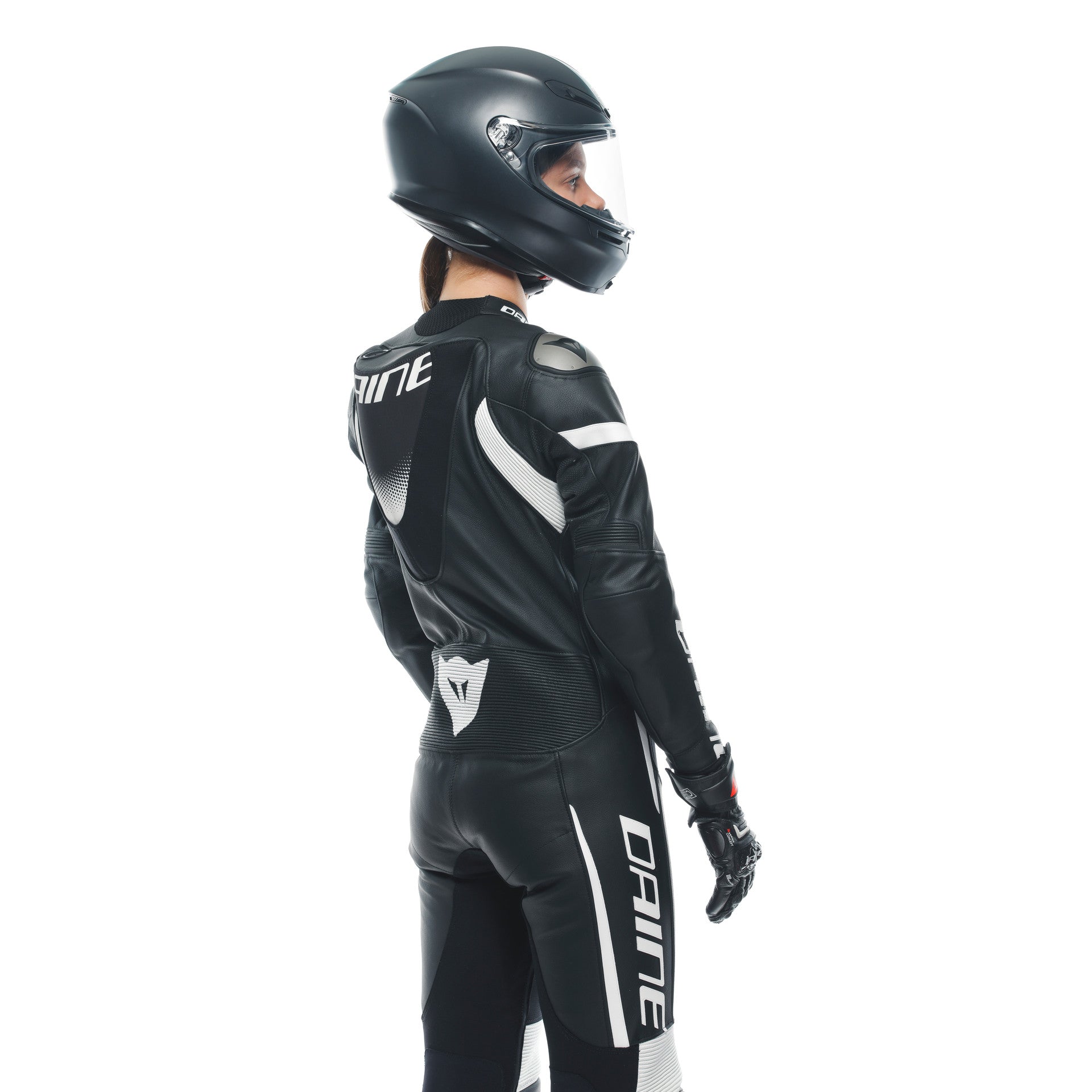 Dainese Grobnik Lady One -Piece Leather Combination - Traje de carreras perforados | Mujeres | En blanco y negro