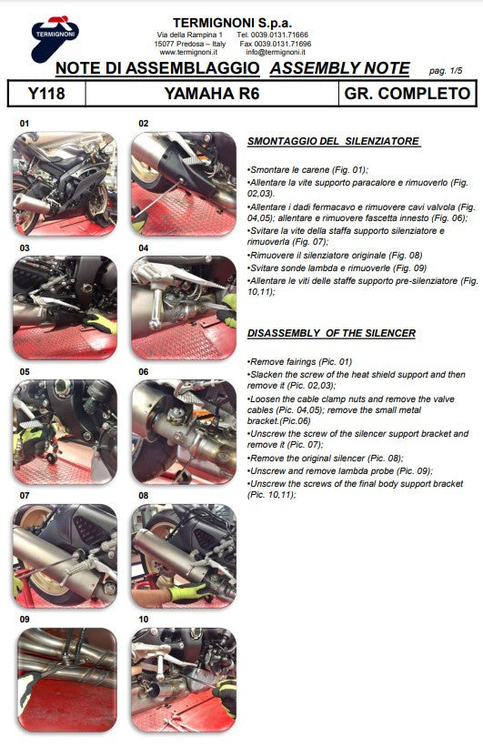 Termignoni complete system Titanium Kit-SSP version Yamaha YZF-R6 (06-25) Y11810200TCC