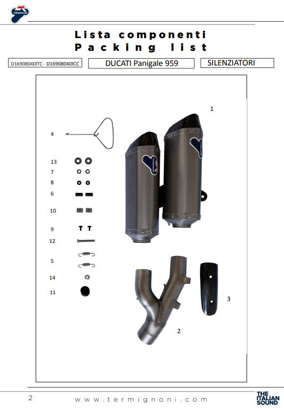 Termignoni Slip-on Force Carbon Ducati Panigale 959 (16-19) D16908040ICC