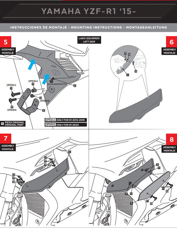Puig Winglets Spoiler Downforce Yamaha YZF-R1/M RN65 (20-25) 20297