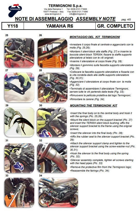 Termignoni complete system Titanium Kit-SSP version Yamaha YZF-R6 (06-25) Y11810200TCC