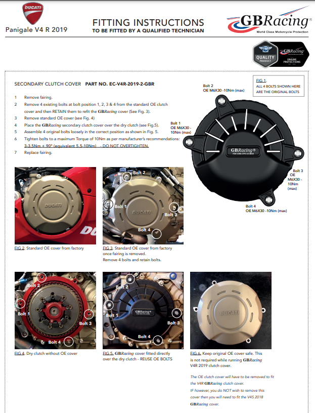 Motor lid protectors complete set Gbacing Ducati Panigale V4 R (19-21)