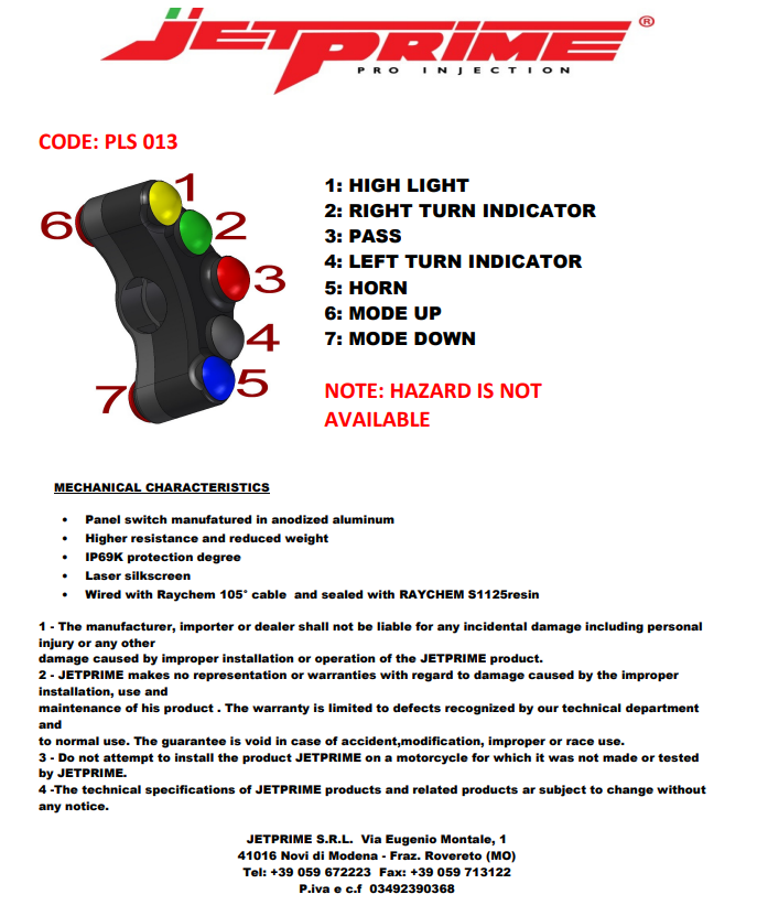 Street switch Street Jetprime Yamaha YZF-R6 RJ27 (17-25) JP PLS 013