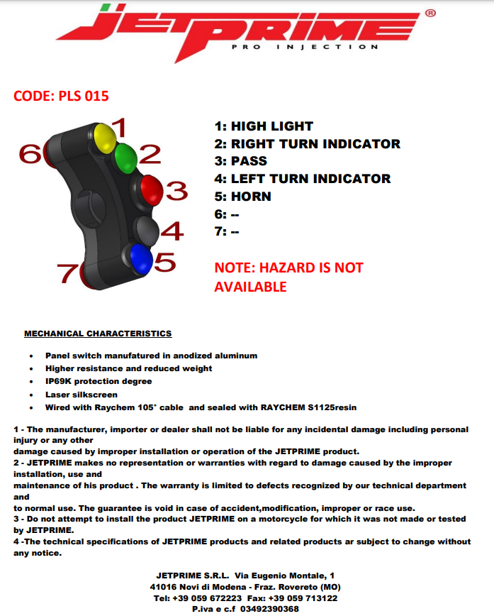 Street switch Street Jetprime Yamaha YZF-R3 (15-18) JP PLS 015