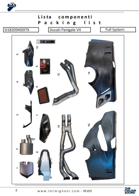 Termignoni complete system Stainless steel 4uscite Ducati Panigale V4 R (19-24) D18209401ITX