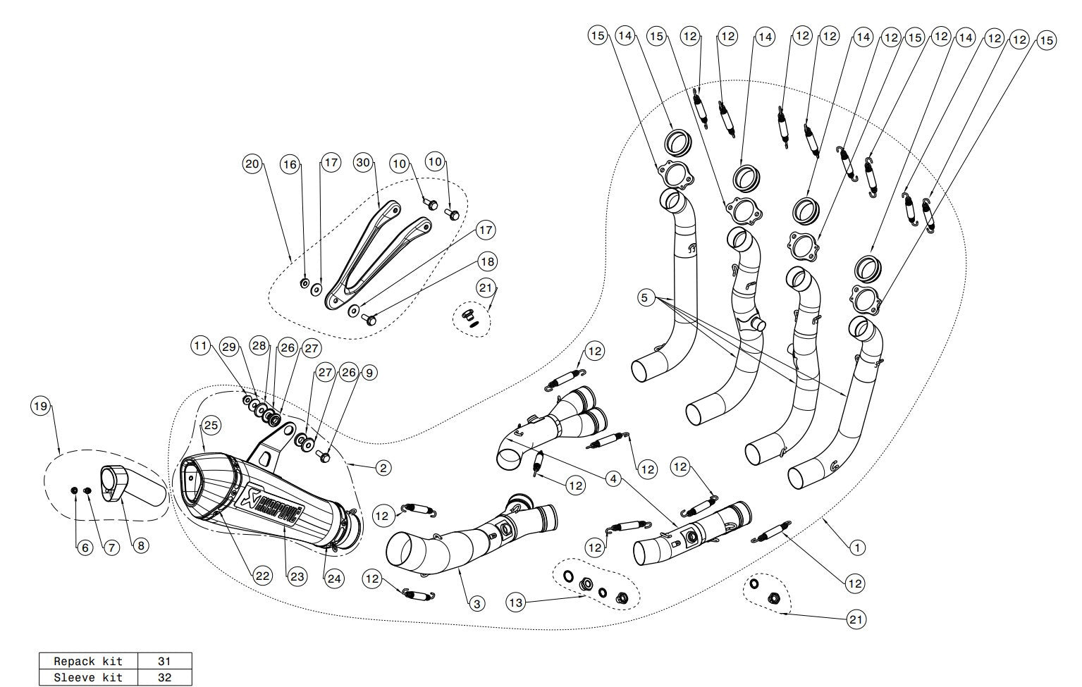 Línea de carrera Akrapovic (acero inoxidable) BMW S1000RR K46 (15-18) S-B10R3-CZT
