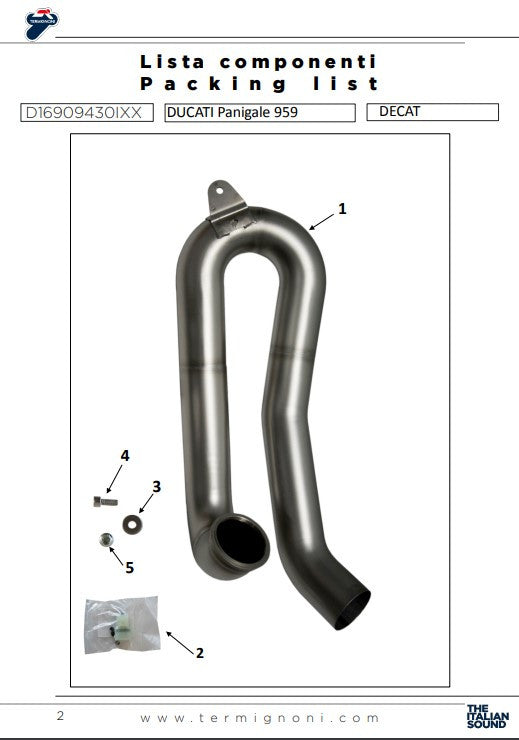 Termignoni Kat replacement tube Ducati Panigale 959 (16-19) D16909430IXX