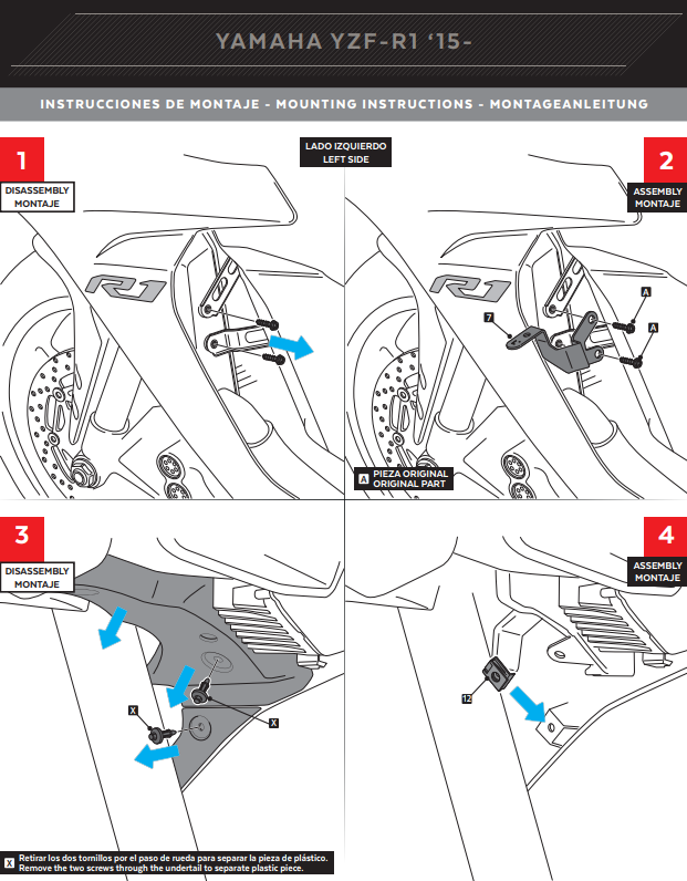 Spoiler de alerones Puig Winglets Downforce Yamaha YZF-R1/M RN32 RN49 (15-19) 9766